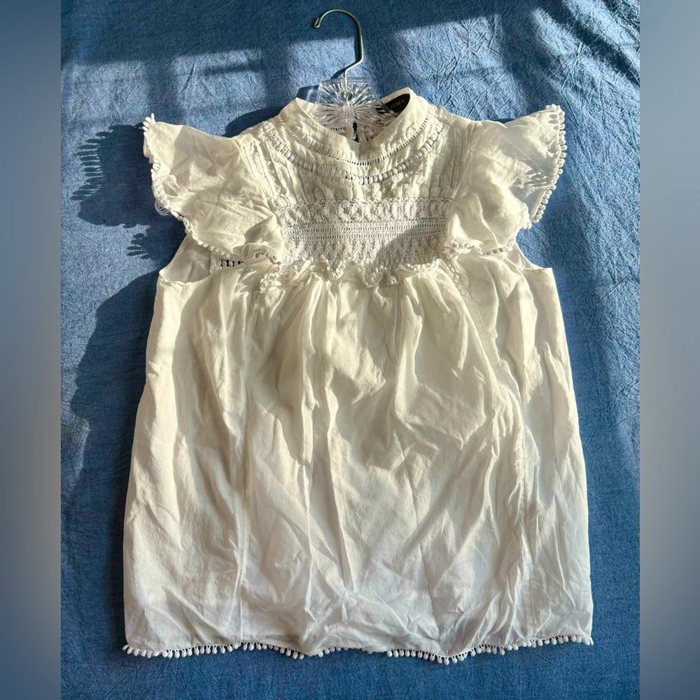 J. Crew White Cotton Voile Babydoll Top size XXS